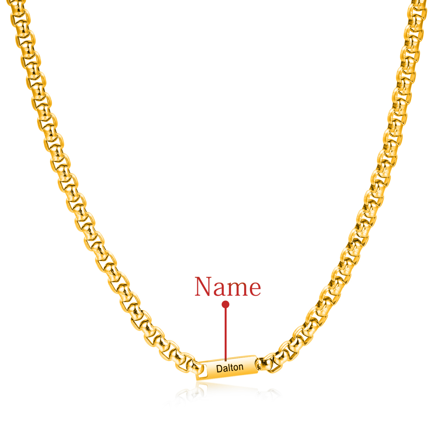 1 name - Personalized Engraved Bar necklace – Unique Name Bar Stainless Steel Chain for Dad