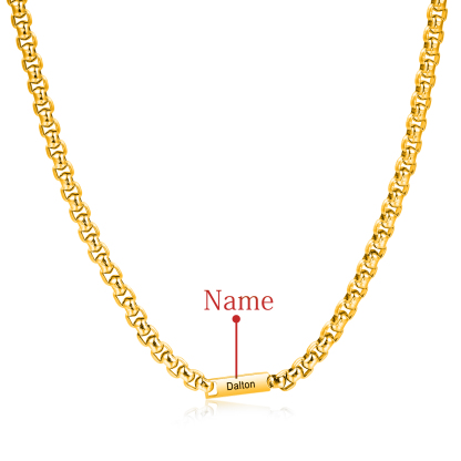 1 name - Personalized Engraved Bar necklace – Unique Name Bar Stainless Steel Chain for Dad