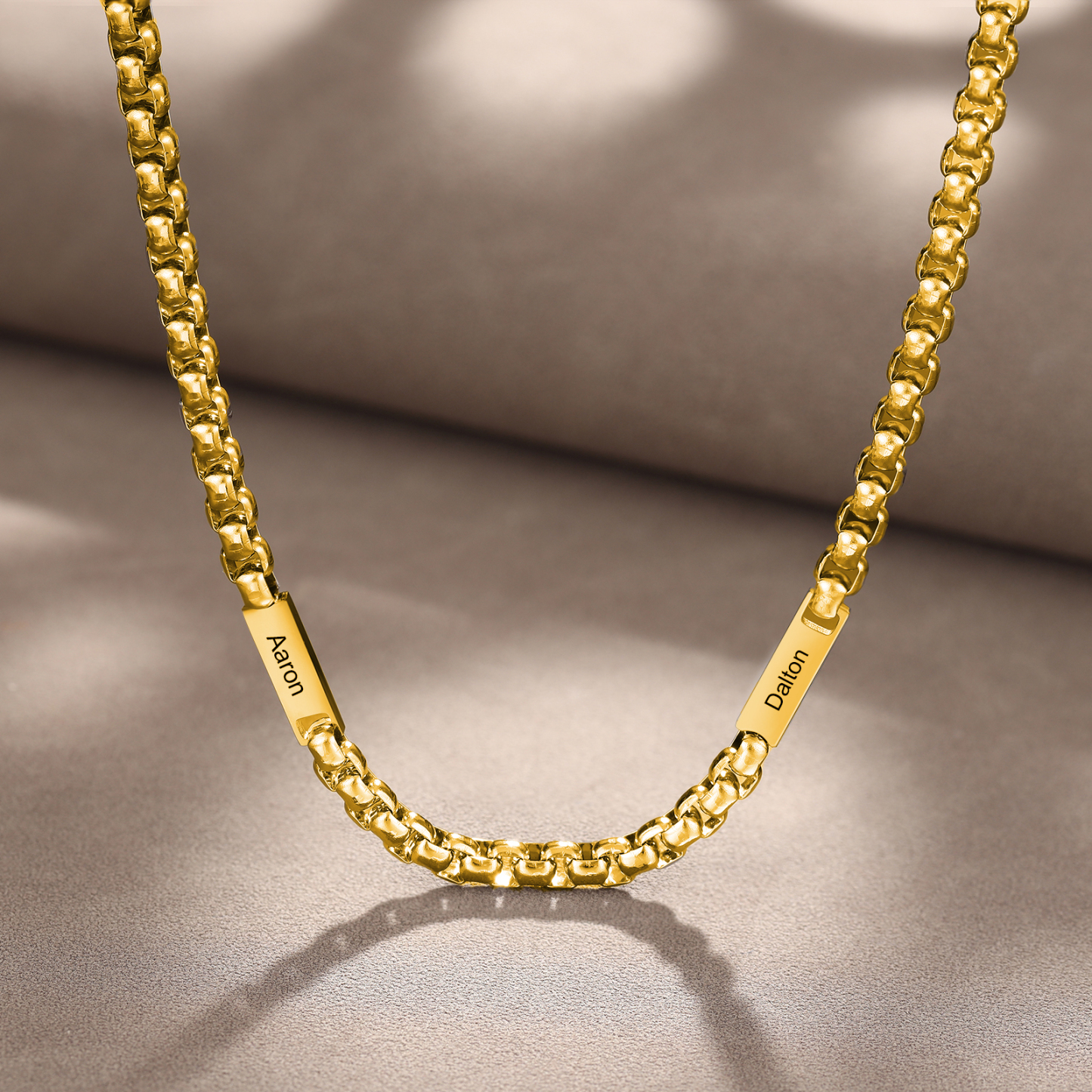 2 names - Personalized Engraved Bar necklace – Unique Name Bar Stainless Steel Chain for Dad