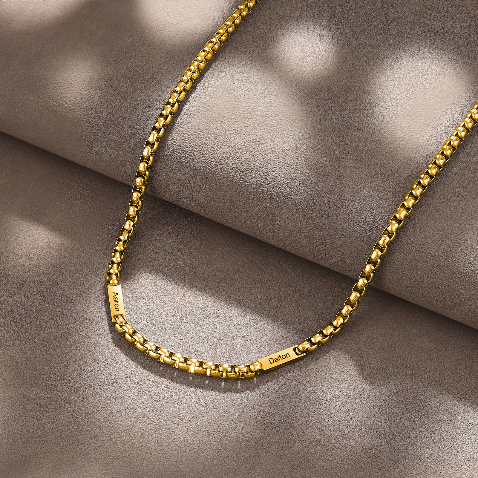 2 names - Personalized Engraved Bar necklace – Unique Name Bar Stainless Steel Chain for Dad