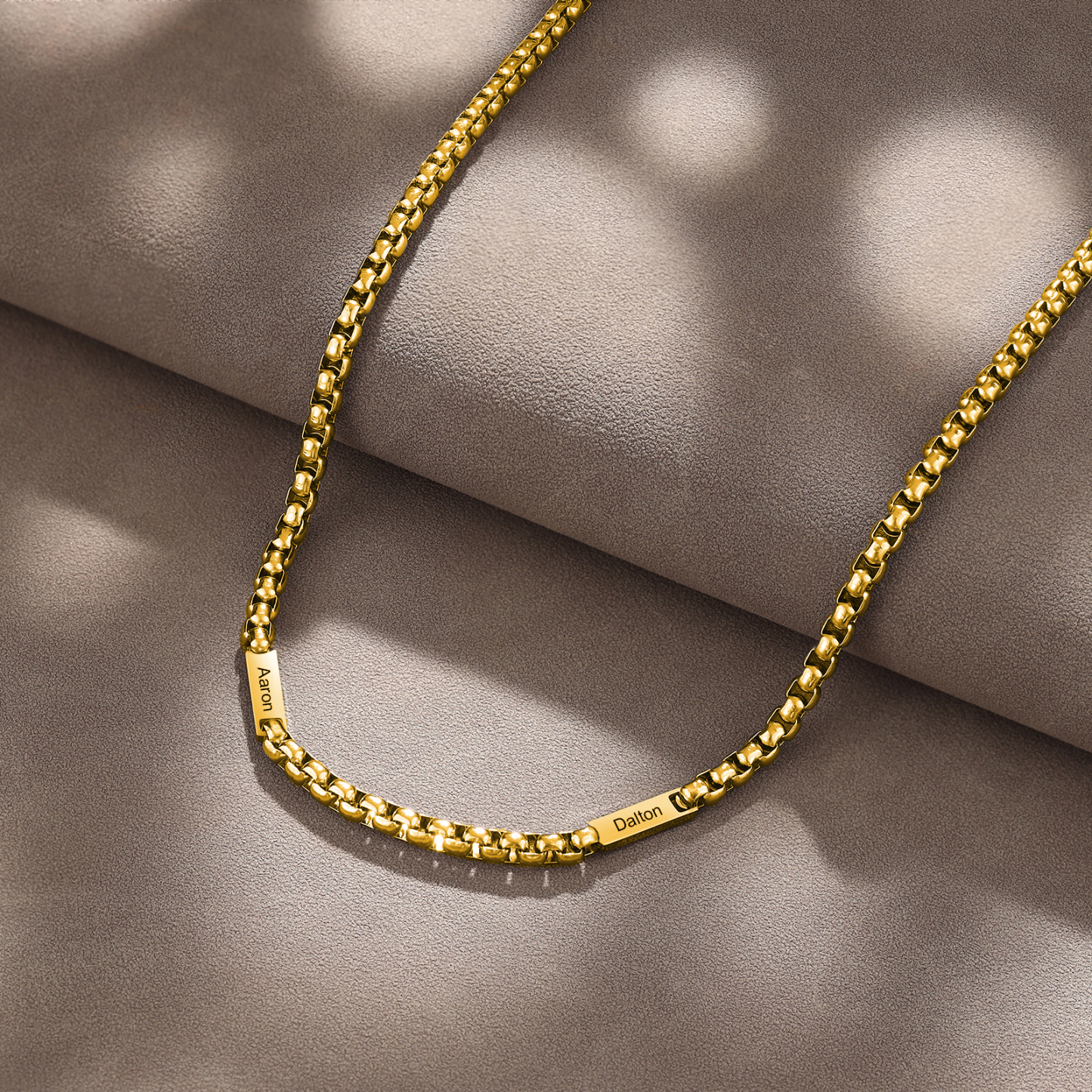 2 names - Personalized Engraved Bar necklace – Unique Name Bar Stainless Steel Chain for Dad