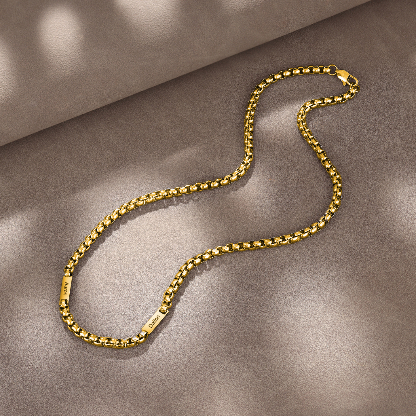 2 names - Personalized Engraved Bar necklace – Unique Name Bar Stainless Steel Chain for Dad