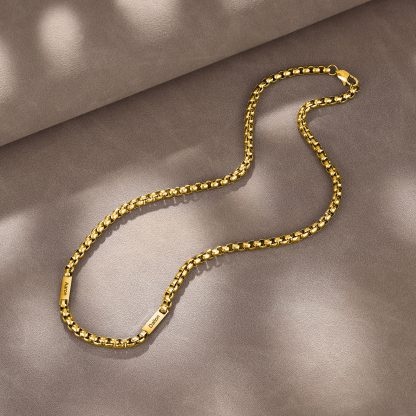 2 names - Personalized Engraved Bar necklace – Unique Name Bar Stainless Steel Chain for Dad