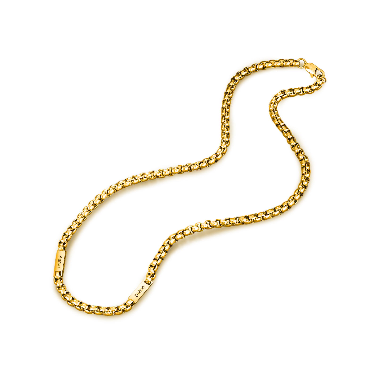 2 names - Personalized Engraved Bar necklace – Unique Name Bar Stainless Steel Chain for Dad