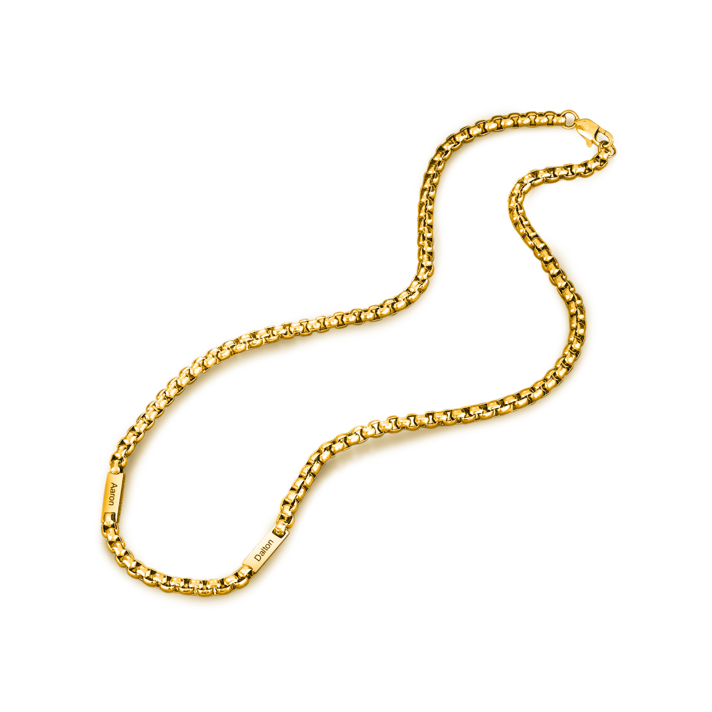 2 names - Personalized Engraved Bar necklace – Unique Name Bar Stainless Steel Chain for Dad