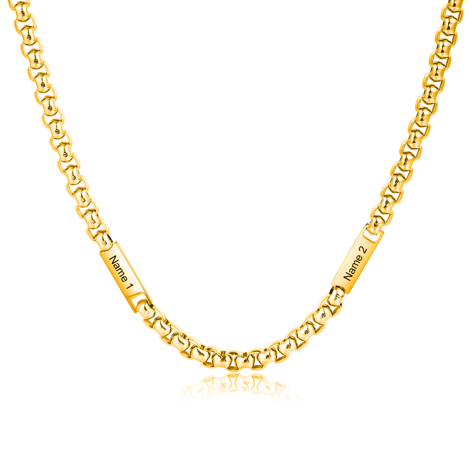 2 names - Personalized Engraved Bar necklace – Unique Name Bar Stainless Steel Chain for Dad