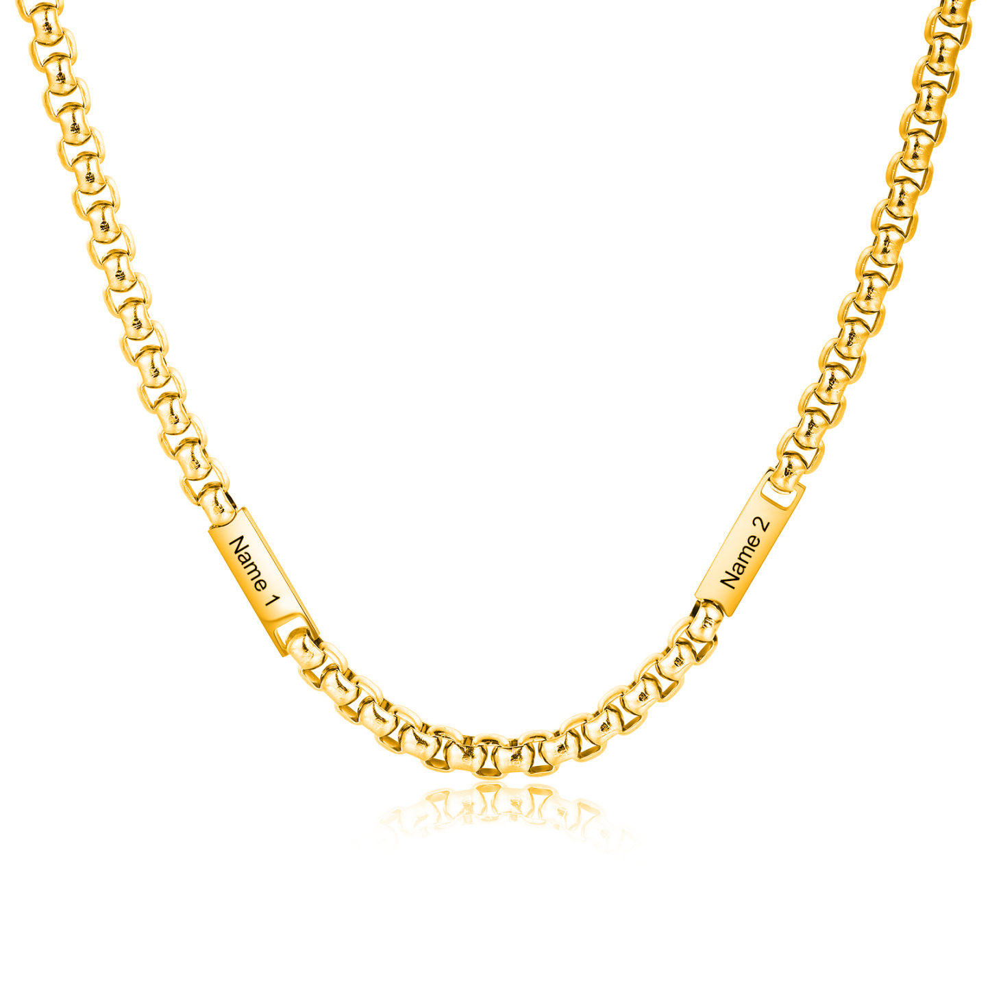 2 names - Personalized Engraved Bar necklace – Unique Name Bar Stainless Steel Chain for Dad