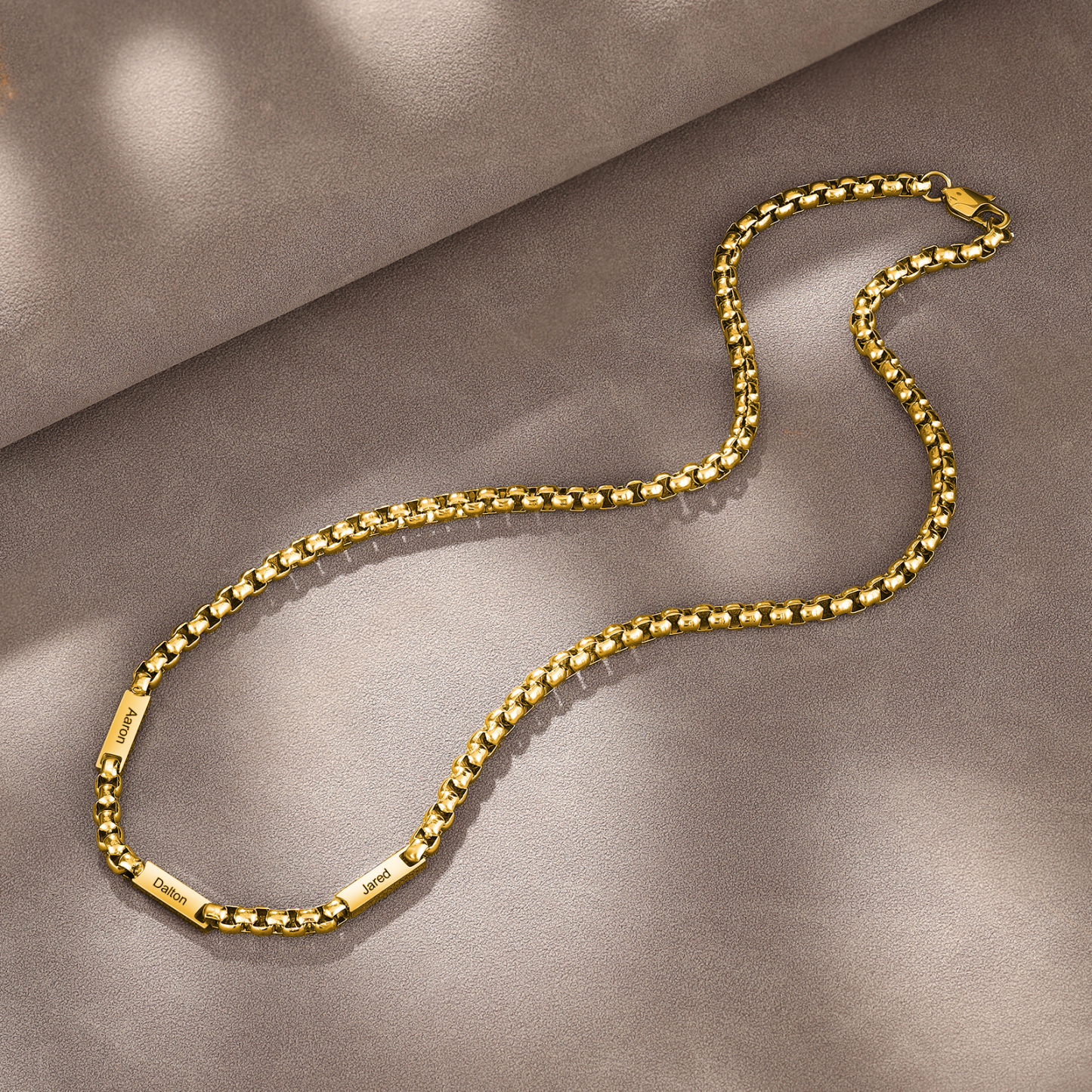 3 names - Personalized Engraved Bar necklace – Unique Name Bar Stainless Steel Chain for Dad