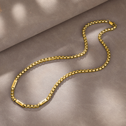 3 names - Personalized Engraved Bar necklace – Unique Name Bar Stainless Steel Chain for Dad