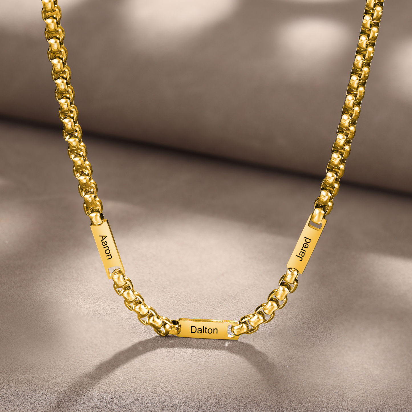 3 names - Personalized Engraved Bar necklace – Unique Name Bar Stainless Steel Chain for Dad