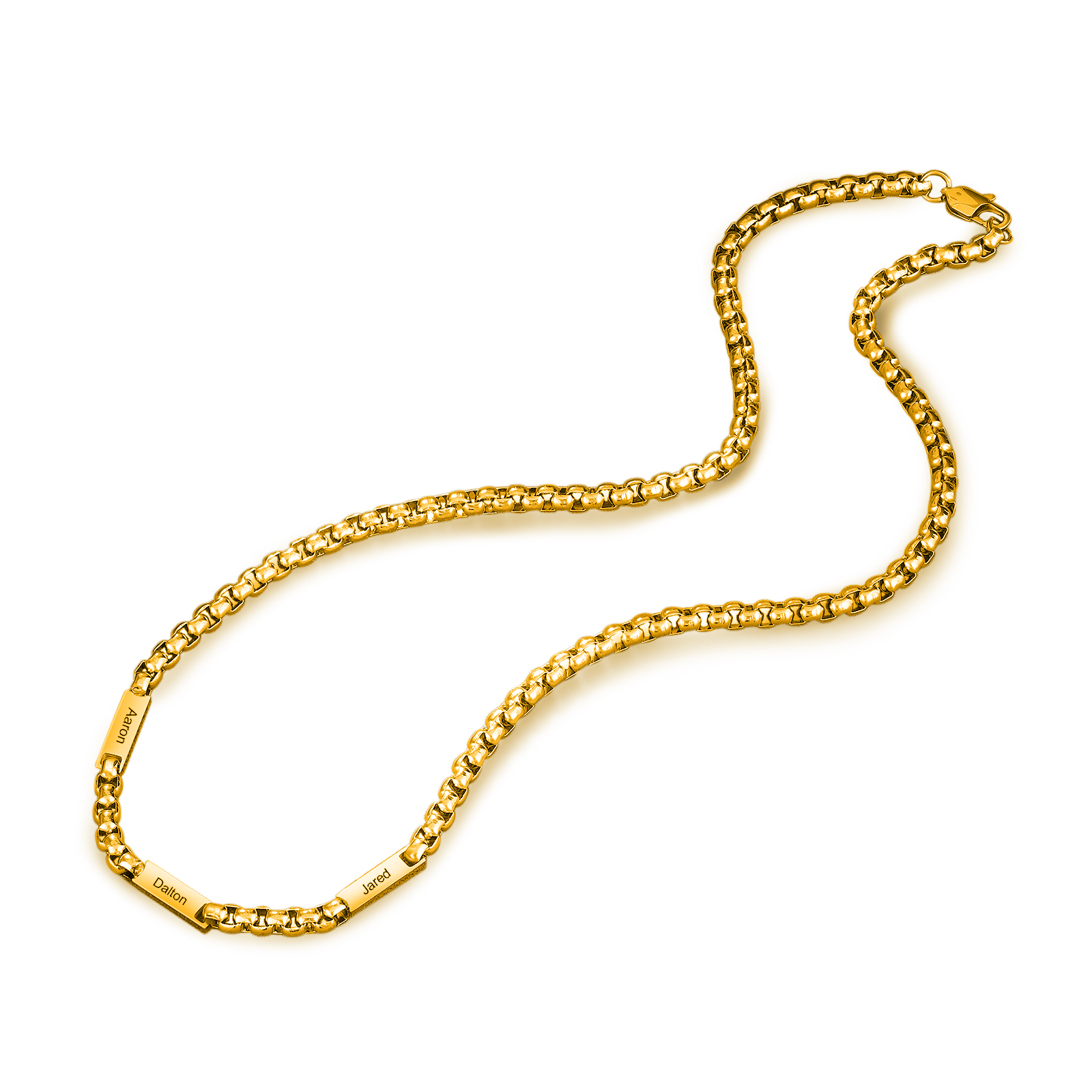 3 names - Personalized Engraved Bar necklace – Unique Name Bar Stainless Steel Chain for Dad