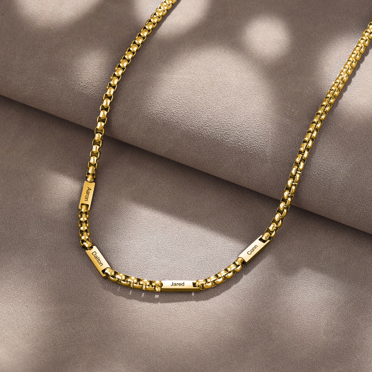 4 names - Personalized Engraved Bar necklace – Unique Name Bar Stainless Steel Chain for Dad