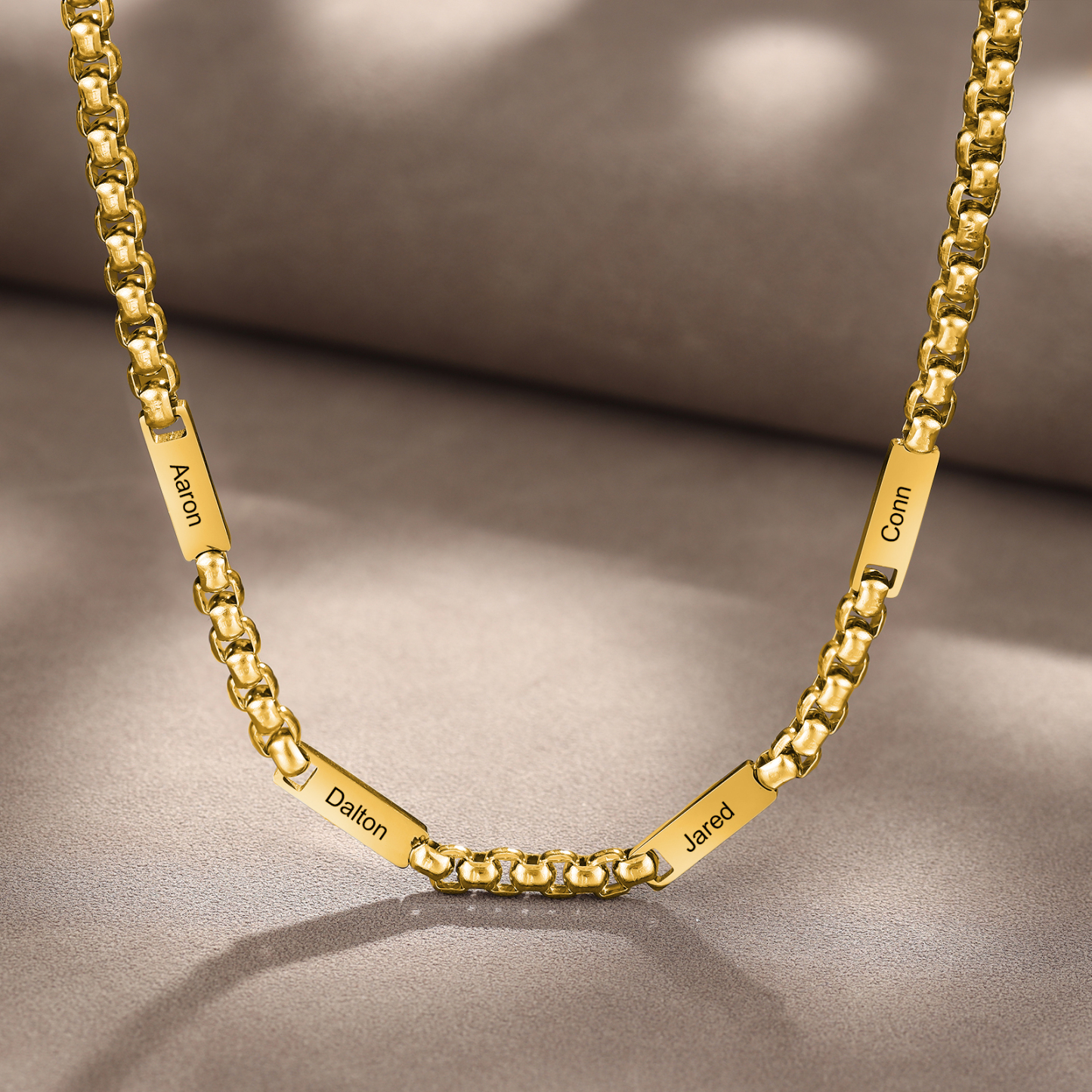 4 names - Personalized Engraved Bar necklace – Unique Name Bar Stainless Steel Chain for Dad