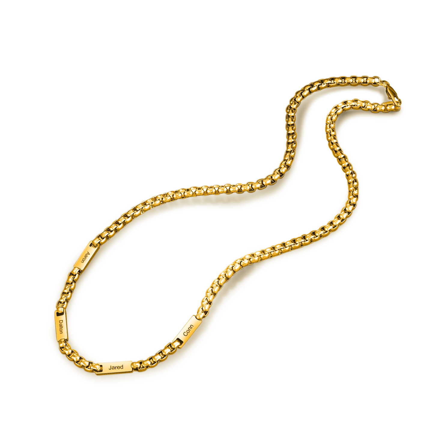 4 names - Personalized Engraved Bar necklace – Unique Name Bar Stainless Steel Chain for Dad