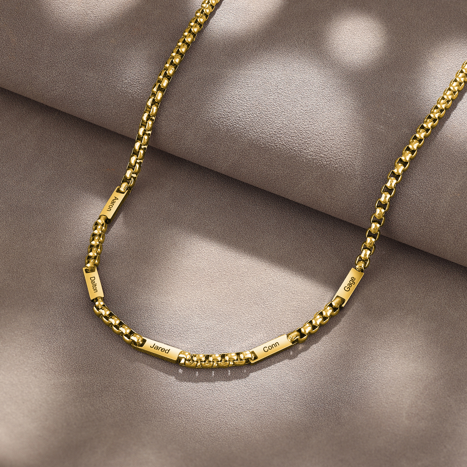5 names - Personalized Engraved Bar necklace – Unique Name Bar Stainless Steel Chain for Dad