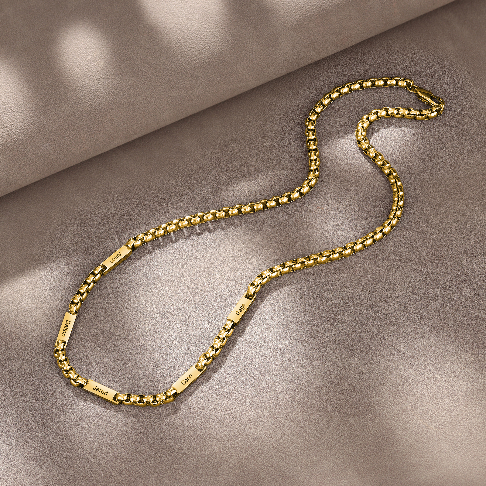 5 names - Personalized Engraved Bar necklace – Unique Name Bar Stainless Steel Chain for Dad