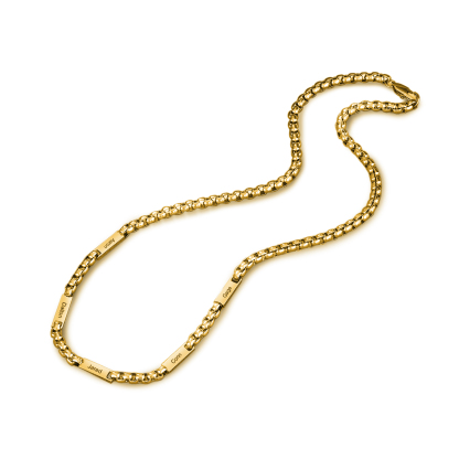 5 names - Personalized Engraved Bar necklace – Unique Name Bar Stainless Steel Chain for Dad