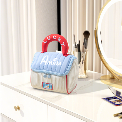 Personalized Custom Name Makeup Bag with Signature Handle