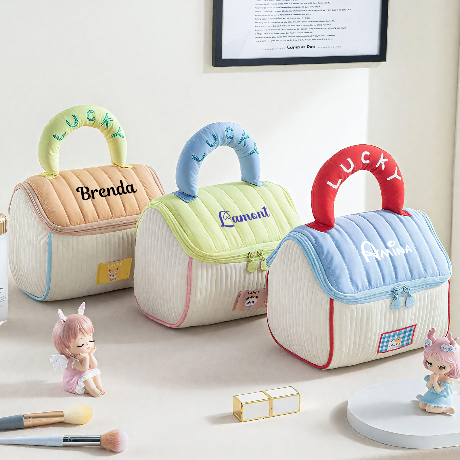 Personalized Custom Name Makeup Bag with Signature Handle