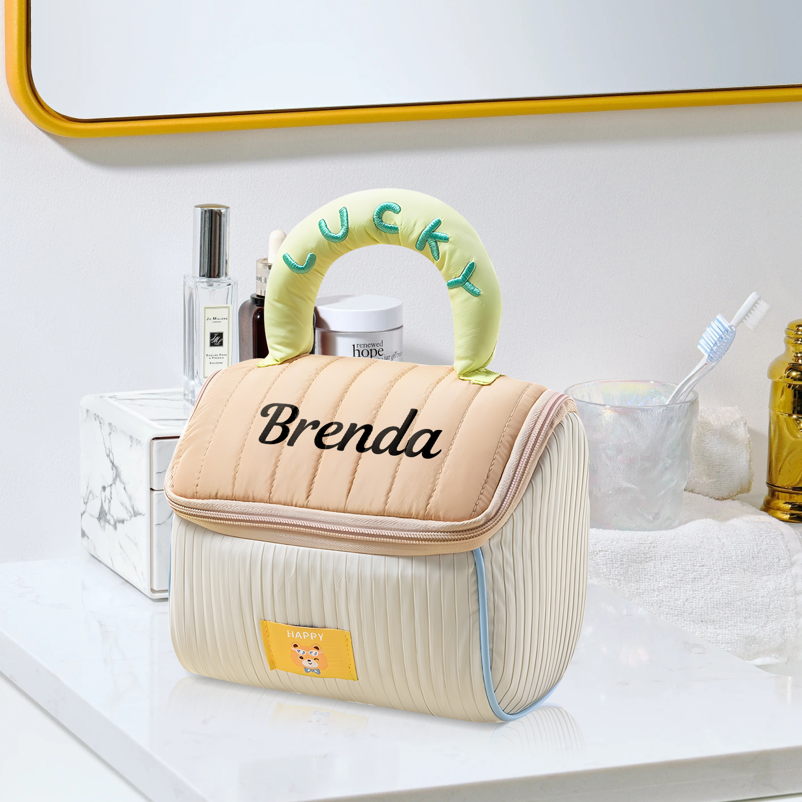 Personalized Custom Name Makeup Bag with Signature Handle