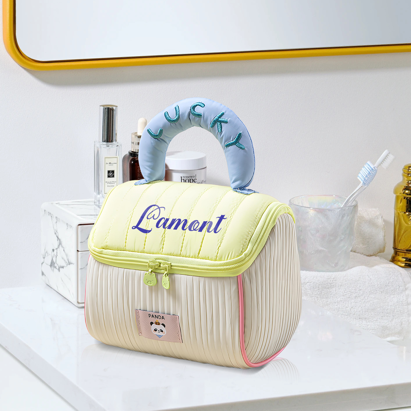 Custom Name Makeup Bag – Personalized, Colorful Handle Gift for Girls | Jessemade