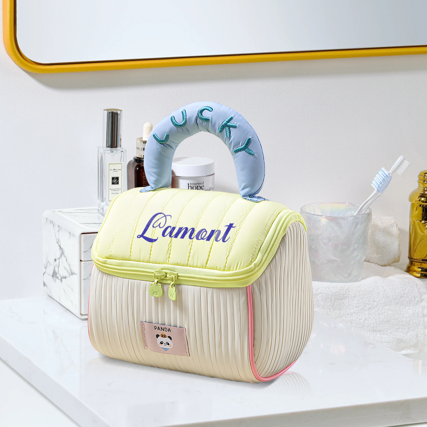 Custom Name Makeup Bag – Personalized, Colorful Handle Gift for Girls | Jessemade