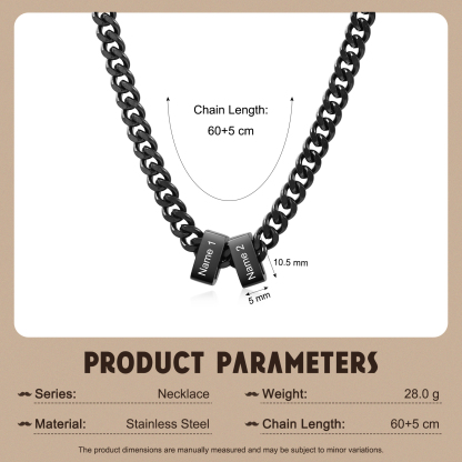 Personalized Mens Cuban Link Chain Necklace with 1–6 Names