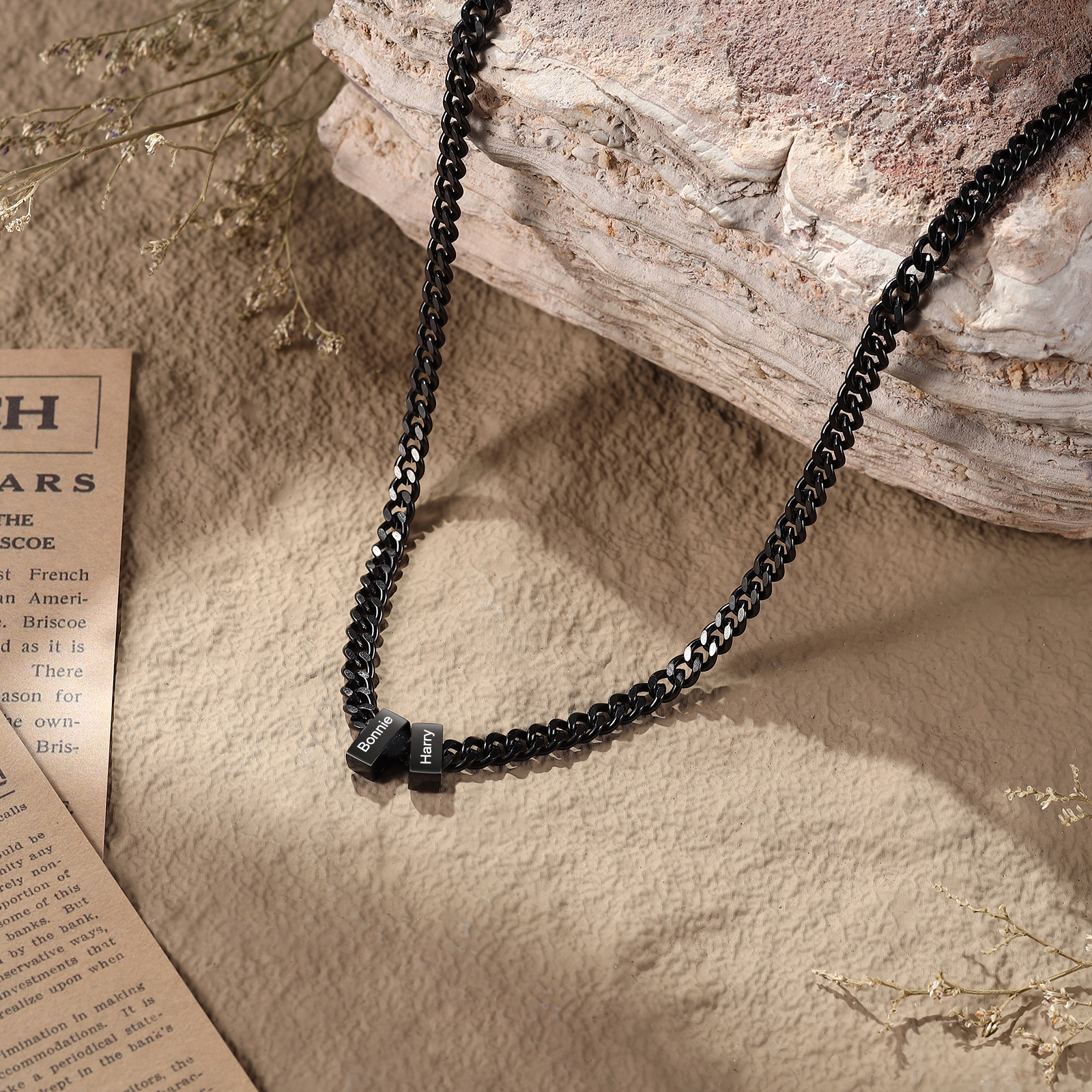 Personalized Mens Cuban Link Chain Necklace with 1–6 Names