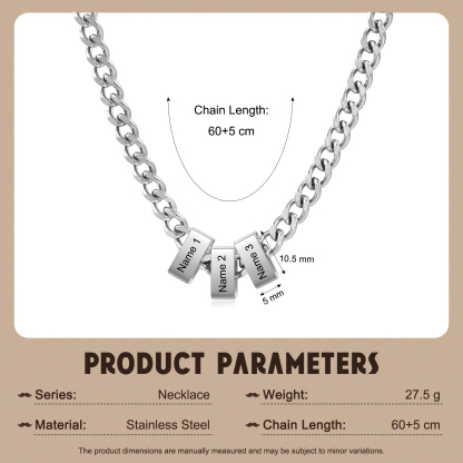 Personalized Mens Cuban Link Chain Necklace with 1–6 Names