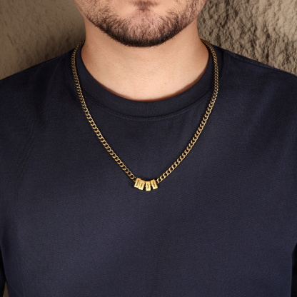 Personalized Mens Cuban Link Chain Necklace with 1–6 Names
