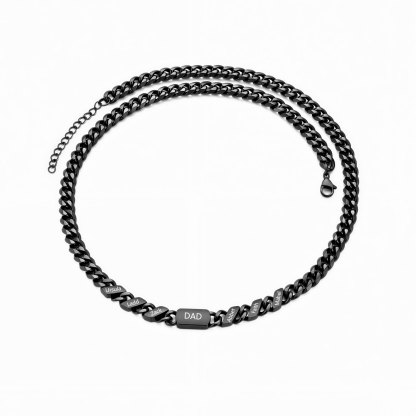Personalized Cuban Chain Necklace for Dad Grandpa Man Cutsomized with 1-6 Names and Engraved Text