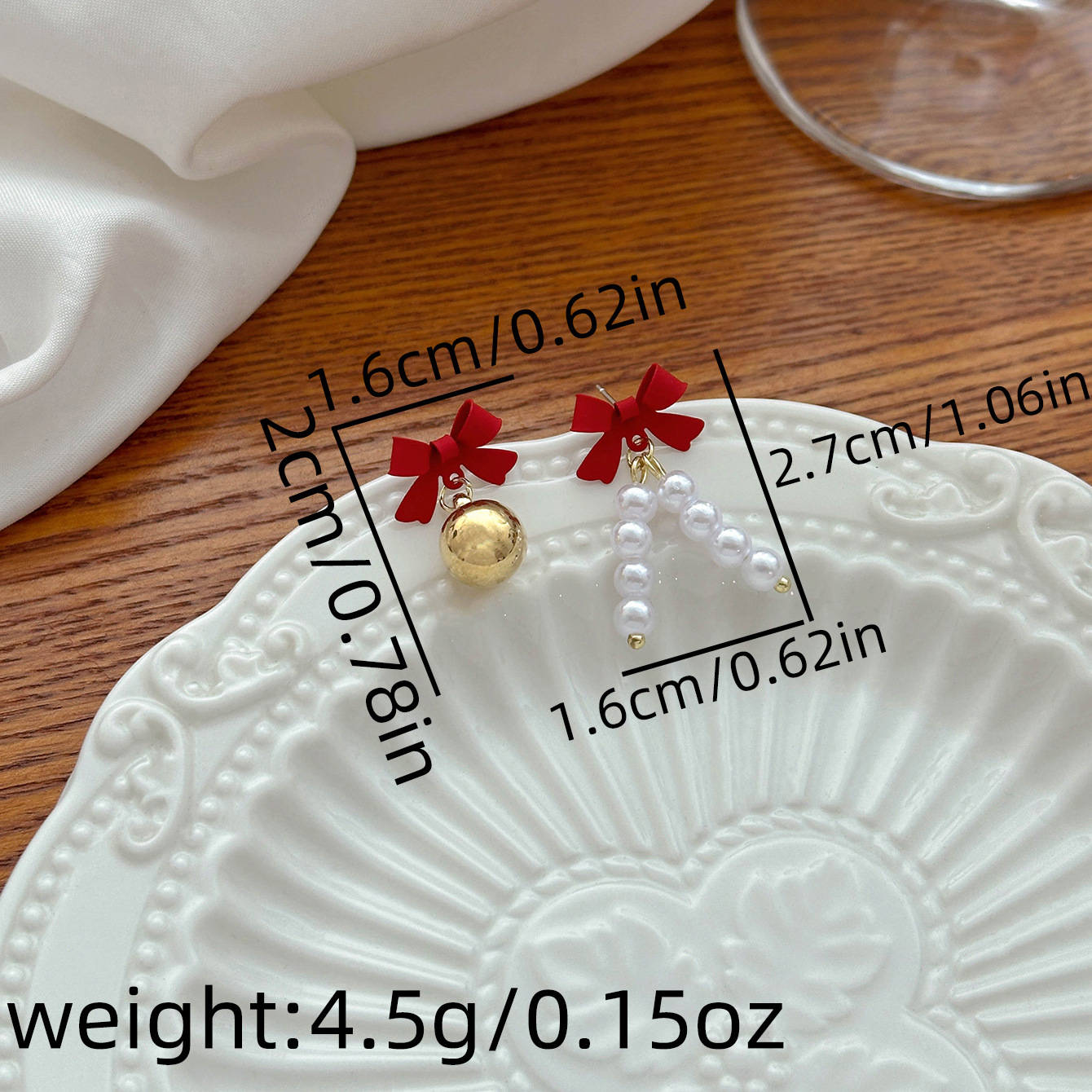 Festive Bow and Pearl Earrings Family Christmas Gift Holiday Jewelry