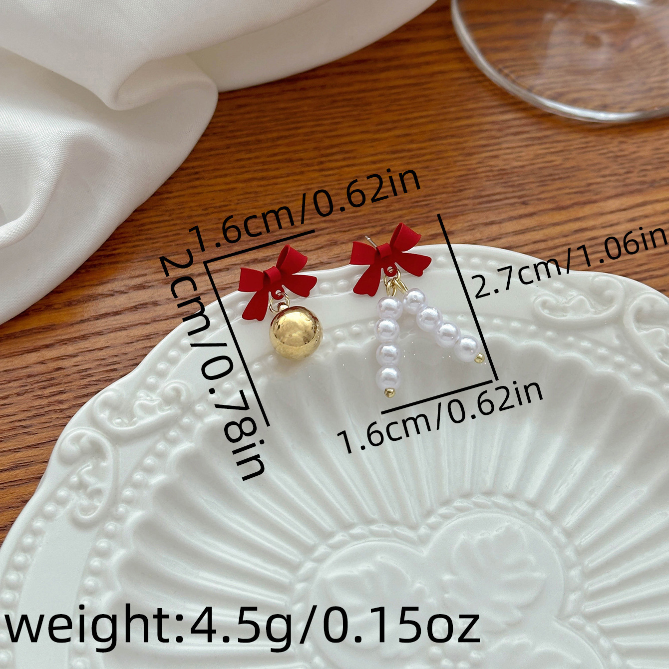 Festive Bow and Pearl Earrings Family Christmas Gift Holiday Jewelry