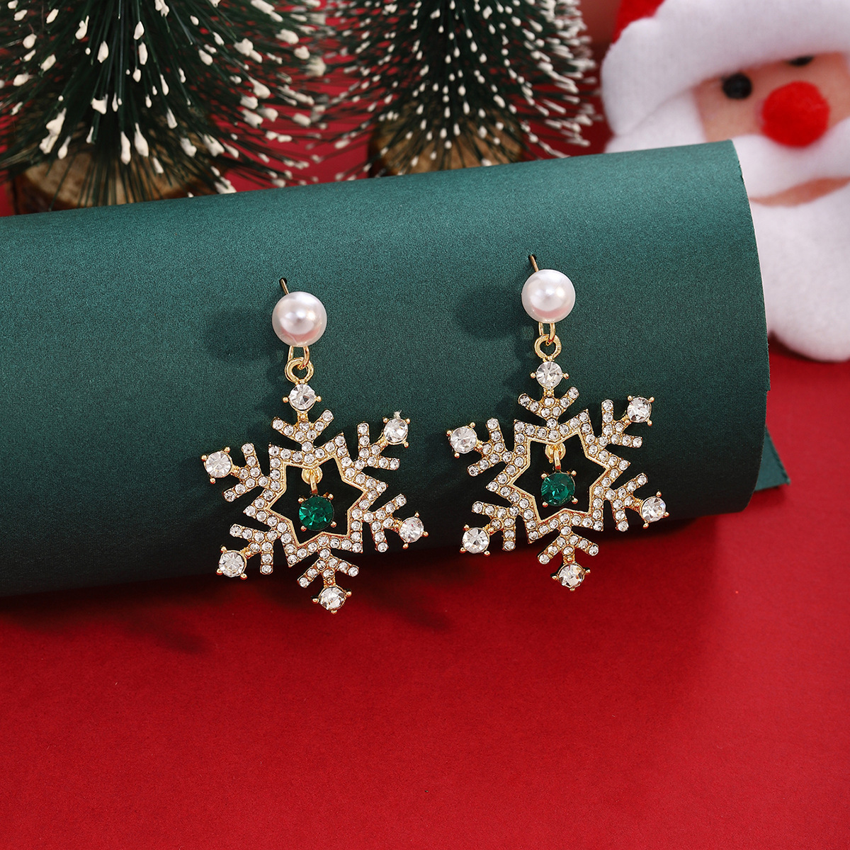 Snowflake Pearl Earrings Christmas Gift for Family Festive Jewelry