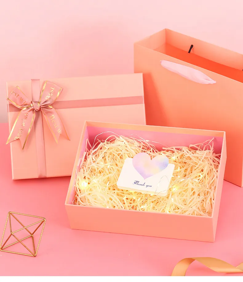 Marble Pattern Gift Box with Rustic Twine Bow