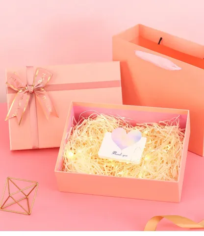 Marble Pattern Gift Box with Rustic Twine Bow