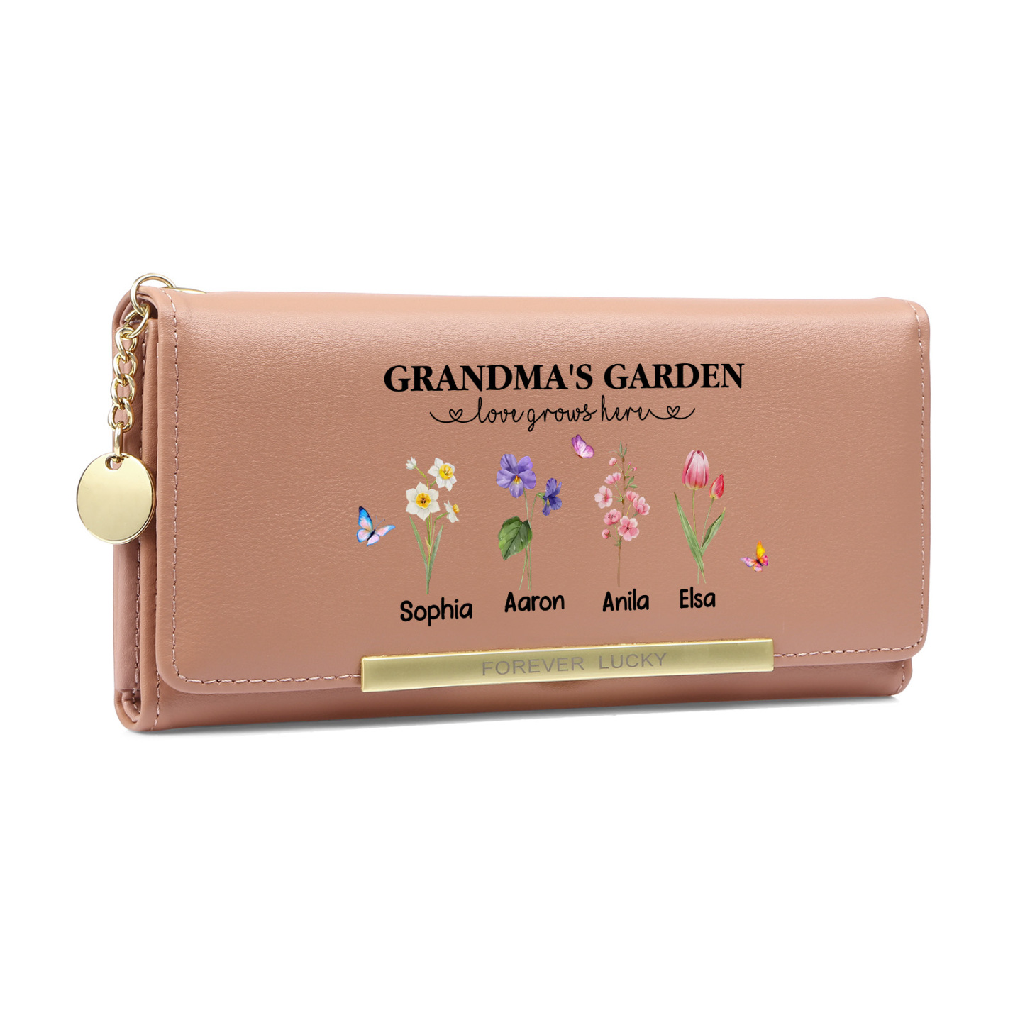 Grandparents Day Grandma Wallet Custom 1-6 Birth Flowers Names Mother’s Day Gift | Jessemade