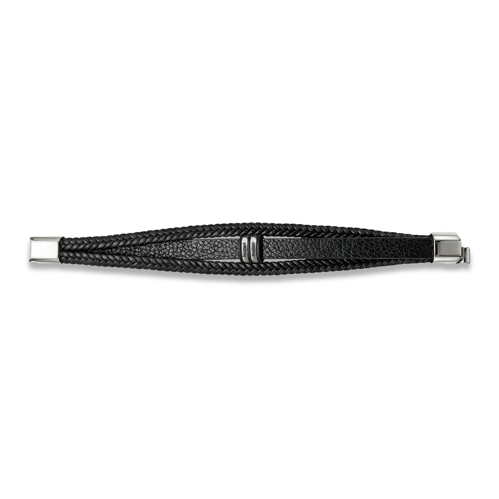 Personalized Braided Leather Bracelet for Men Custom with 2–6 Names Engraved