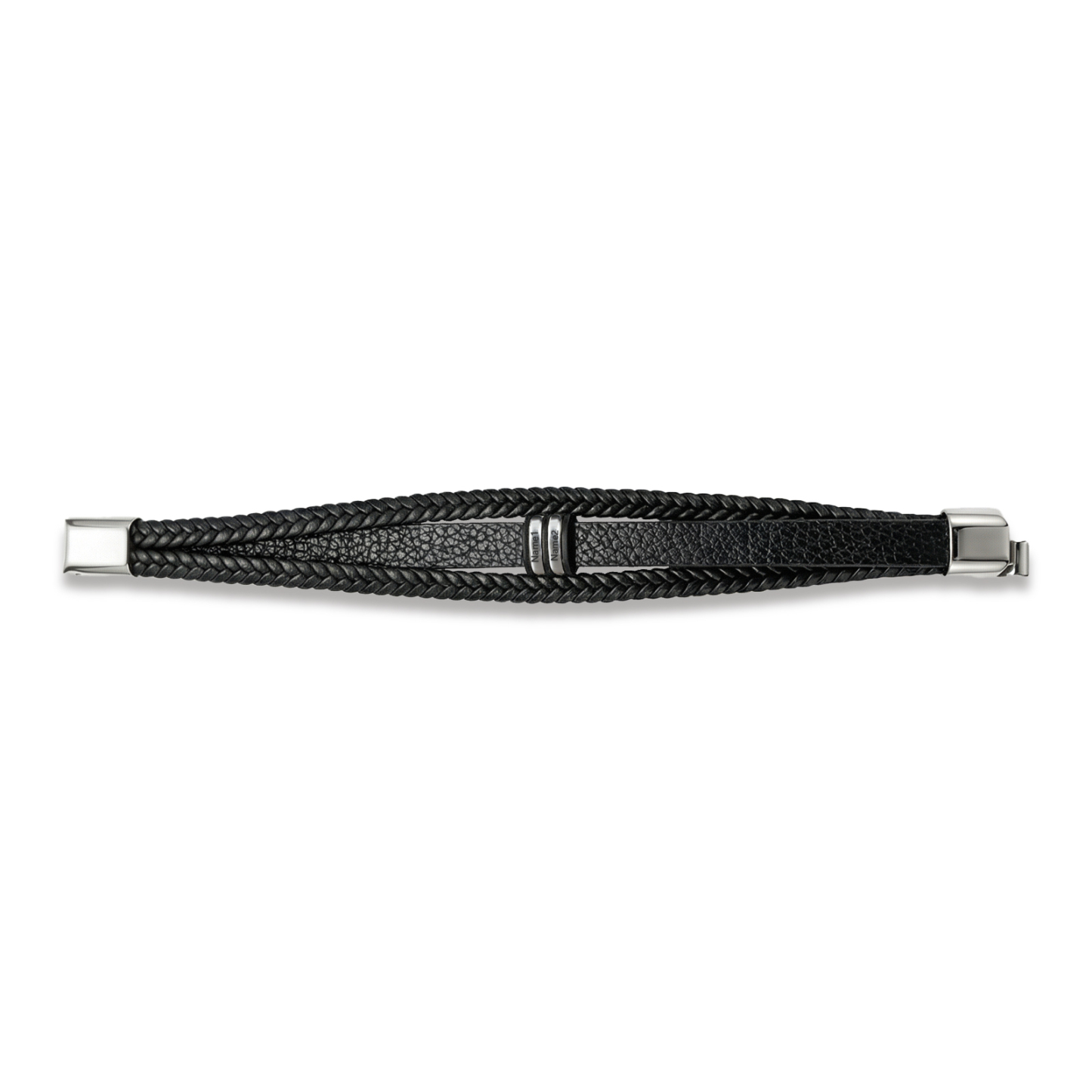 Personalized Braided Leather Bracelet for Men Custom with 2–6 Names Engraved