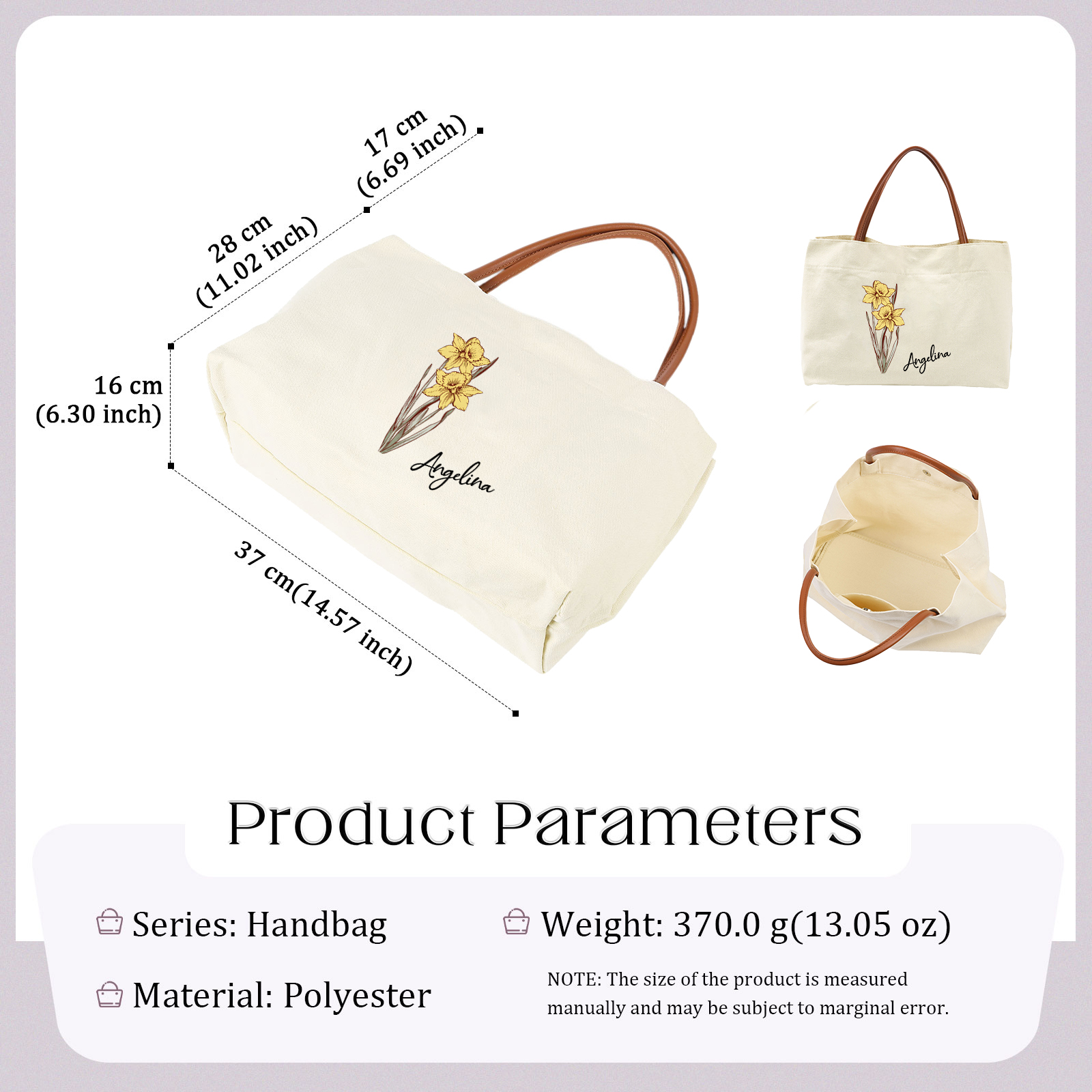 Personalized Tote Bag Custom Name & Birth Flower Stylish Gift for Her | Jessemade