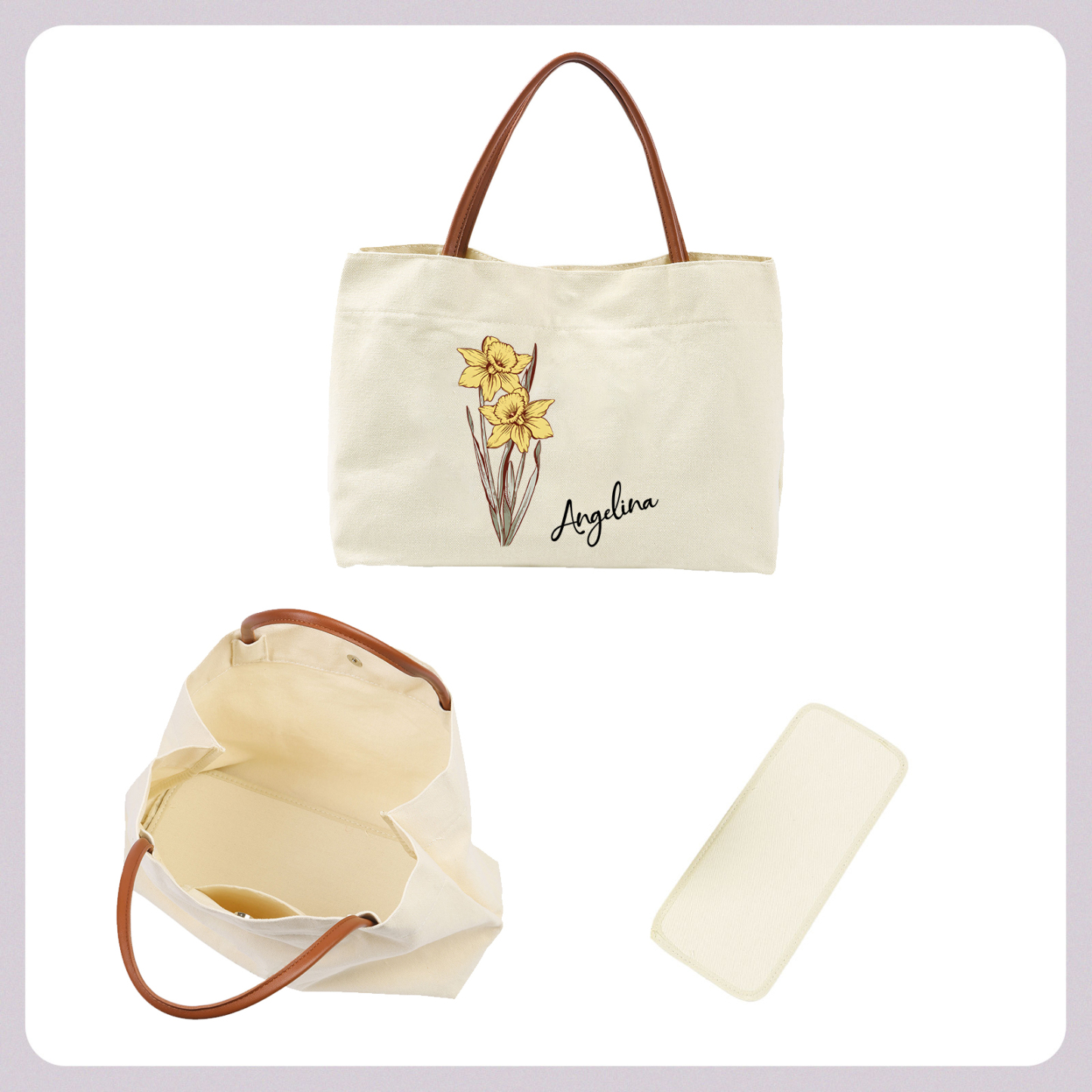 Personalized Tote Bag Custom Name & Birth Flower Stylish Gift for Her | Jessemade