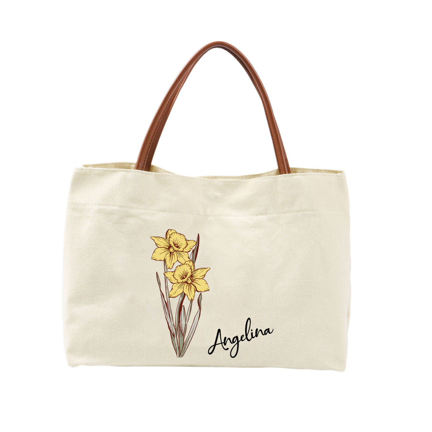 Personalized Tote Bag Custom Name & Birth Flower Stylish Gift for Her | Jessemade
