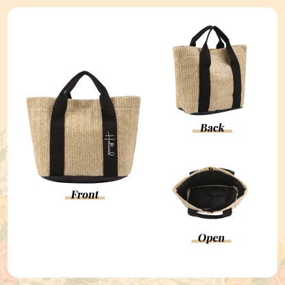 Personalized Straw Tote Bag with Custom Name – Choose from 5 Fonts & 3 Colors – Custom Gift for Mom, Teacher, Friends