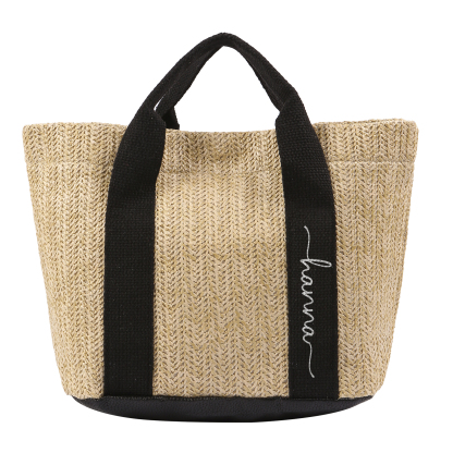 Personalized Straw Tote Bag with Custom Name – Choose from 5 Fonts & 3 Colors – Custom Gift for Mom, Teacher, Friends