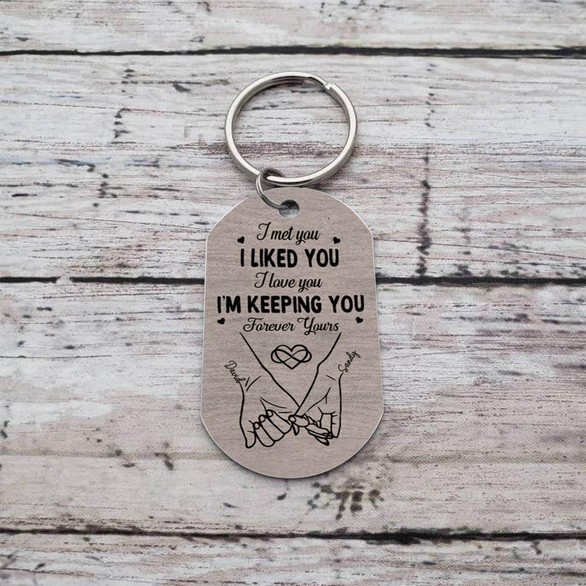 Personalized Cuddling Couple Keychain - I'll keep you forever yours