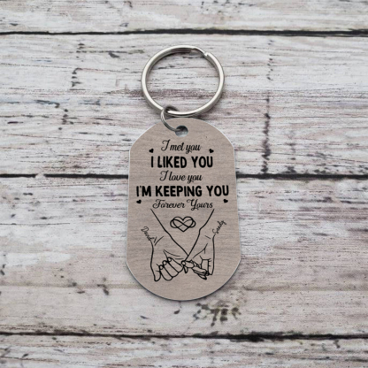Personalized Cuddling Couple Keychain - I'll keep you forever yours