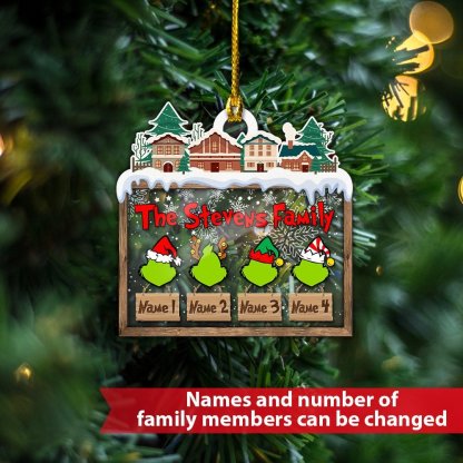 MERRY GRINCHMAS Grinch Personalized Christmas Ornament Engraved 4 Names Gifts For Family | Jessemade