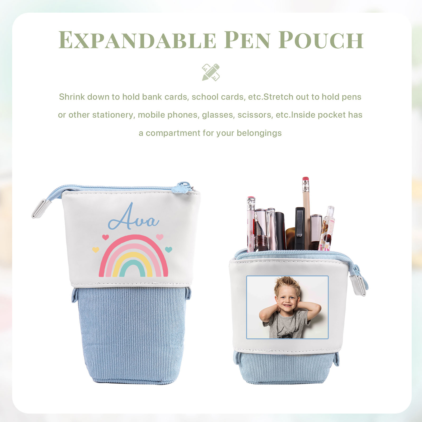 Personalized Pencil Case Custom Name and Photo Pencil Case Back to School Gift for Boys/Girls