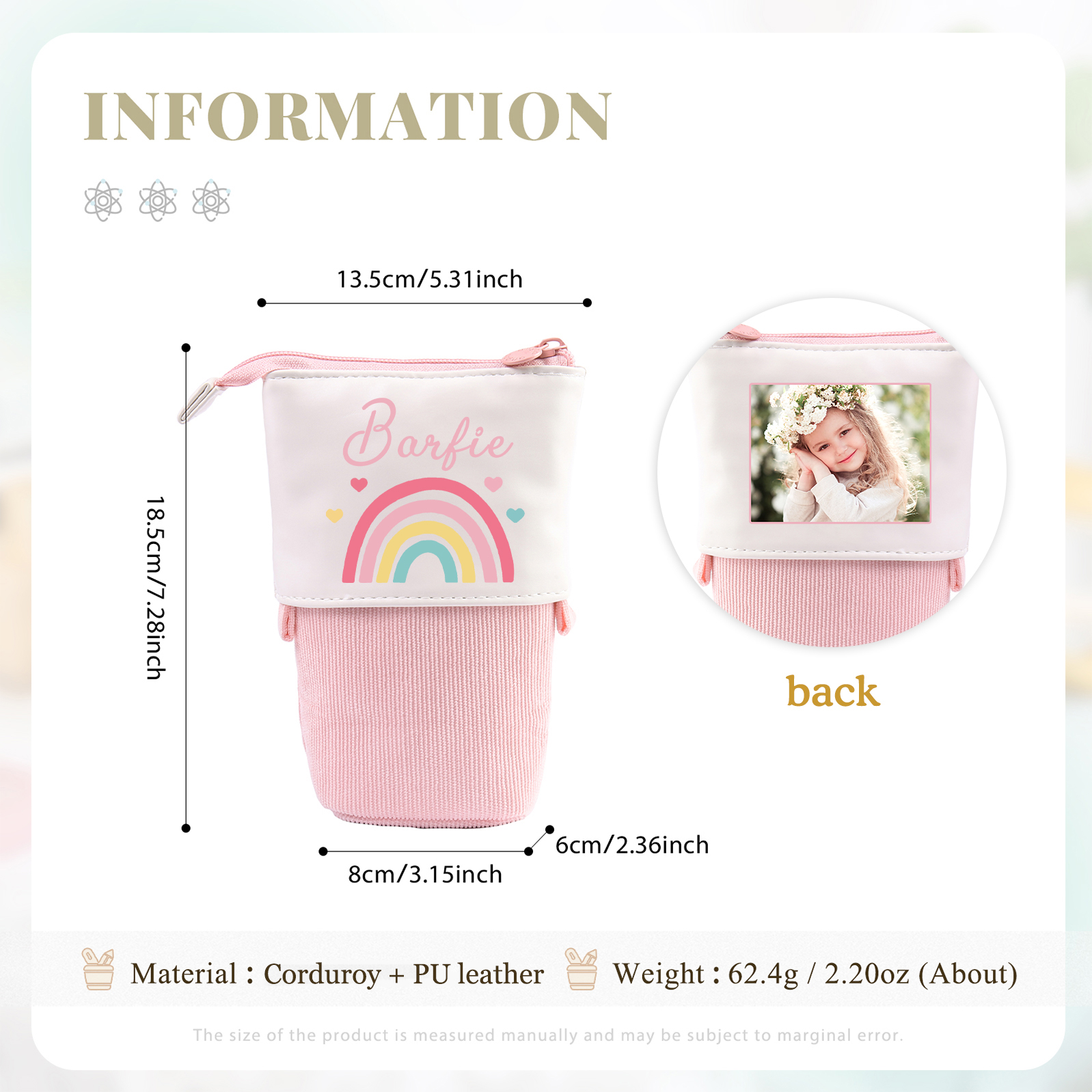 Personalized Pencil Case Custom Name and Photo Pencil Case Back to School Gift for Boys/Girls