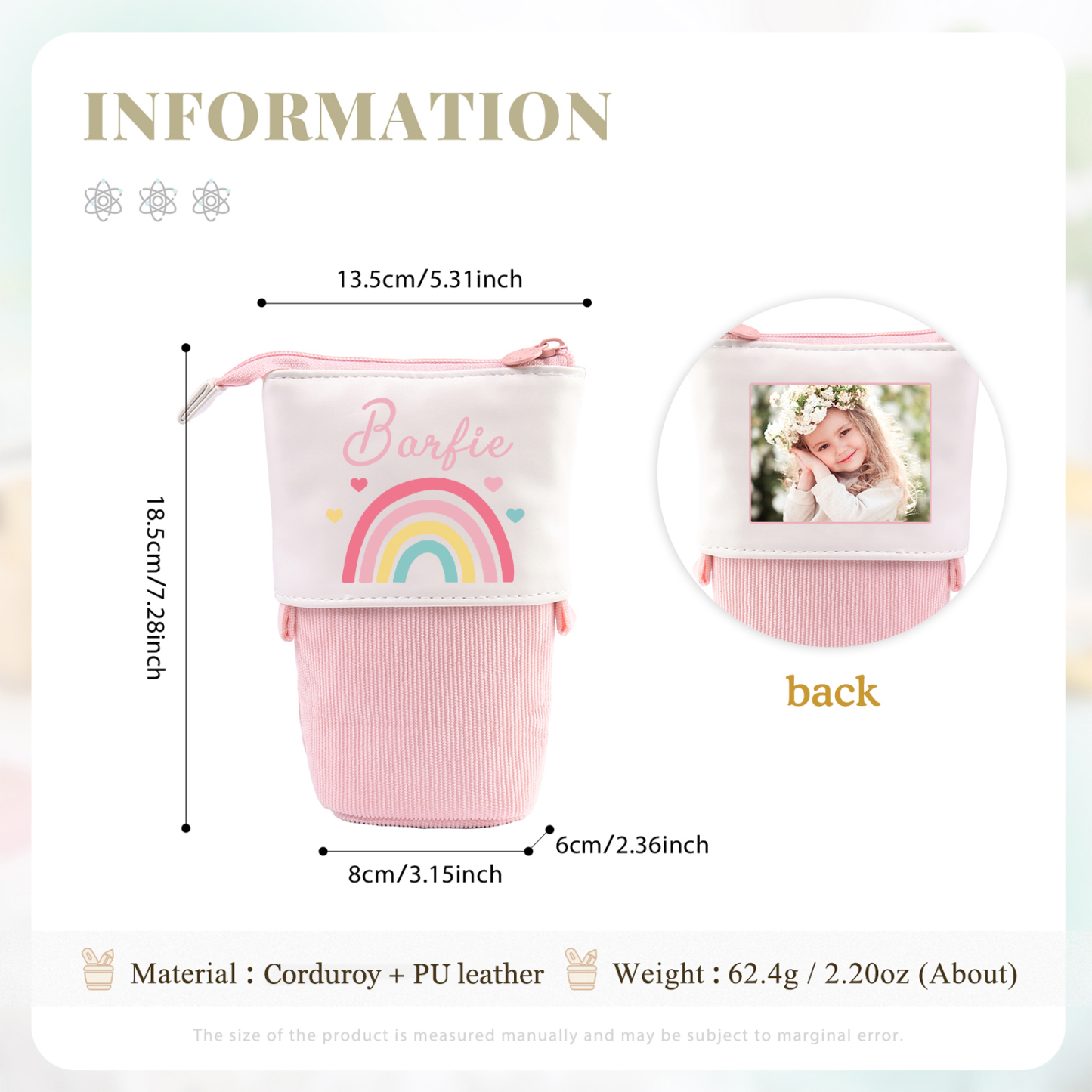 Personalized Pencil Case Custom Name and Photo Pencil Case Back to School Gift for Boys/Girls